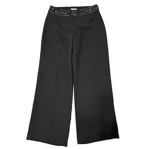 Harold's Sarah Black Beaded Waistband Wide Leg Pants Size 4
